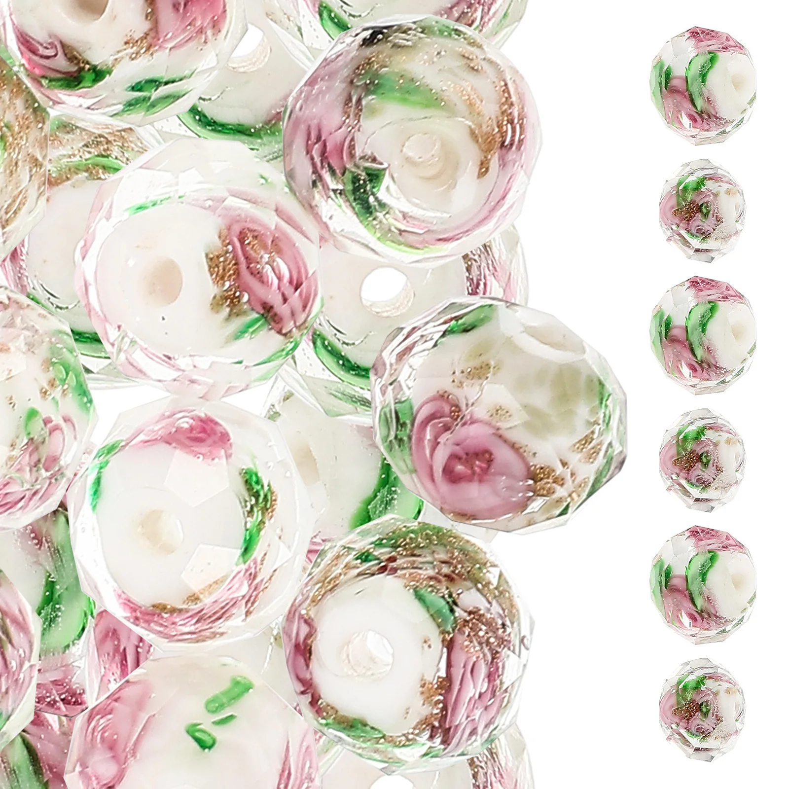 40Pcs Pendant Accessories Colored Flower Pattern Azure Stone Loose Beads DIY for Bracelet Necklace Jewelry Crafts Handmade