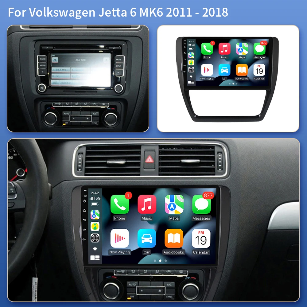 Android Auto For VW Volkswagen Jetta 6 2011 - 2018 10 inch Car Radio Audio Multimedia Player GPS Navigation Bluetooth HD Screen