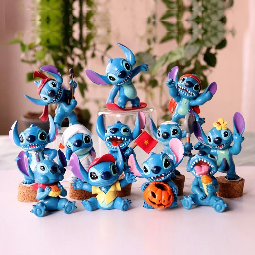 10 stks Anime Figuren Stitch Pop Cartoon Stitch Speelgoed Ornamenten Micro Landschap Taart Decoratie Model Pvc Figuur Kid Verjaardagscadeau