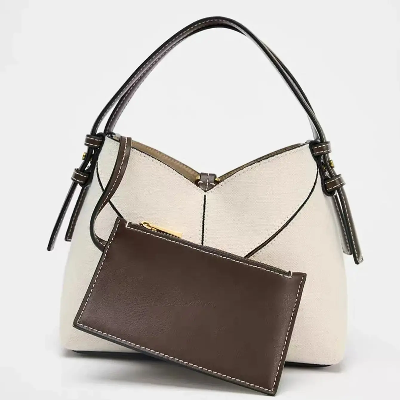 

Fashion Patchwork Bucket Bags for Women Canvas Handbags and Purses Designer Shoulder Crossbody Bag Small Commuting Bag Female