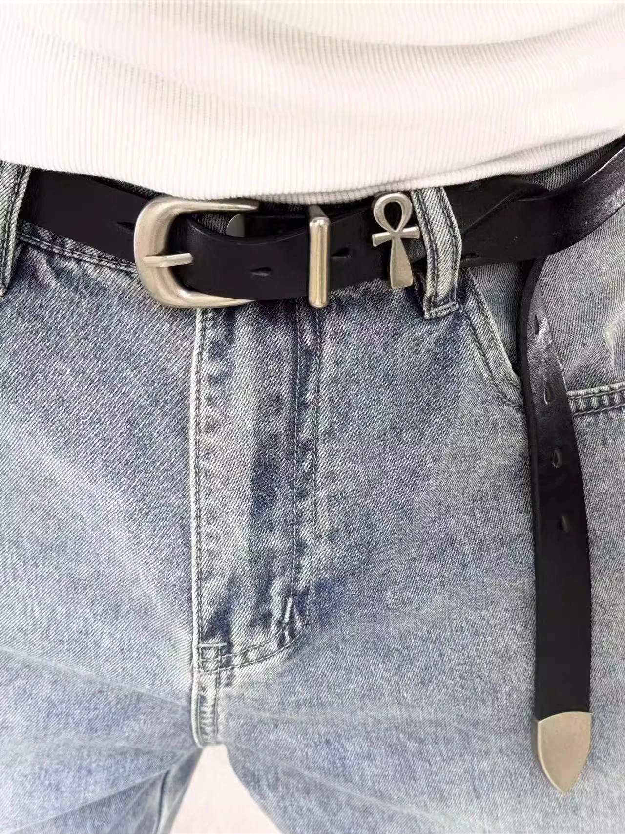 

Women Men Clean Fit Vintage Buckle Belt Waistband