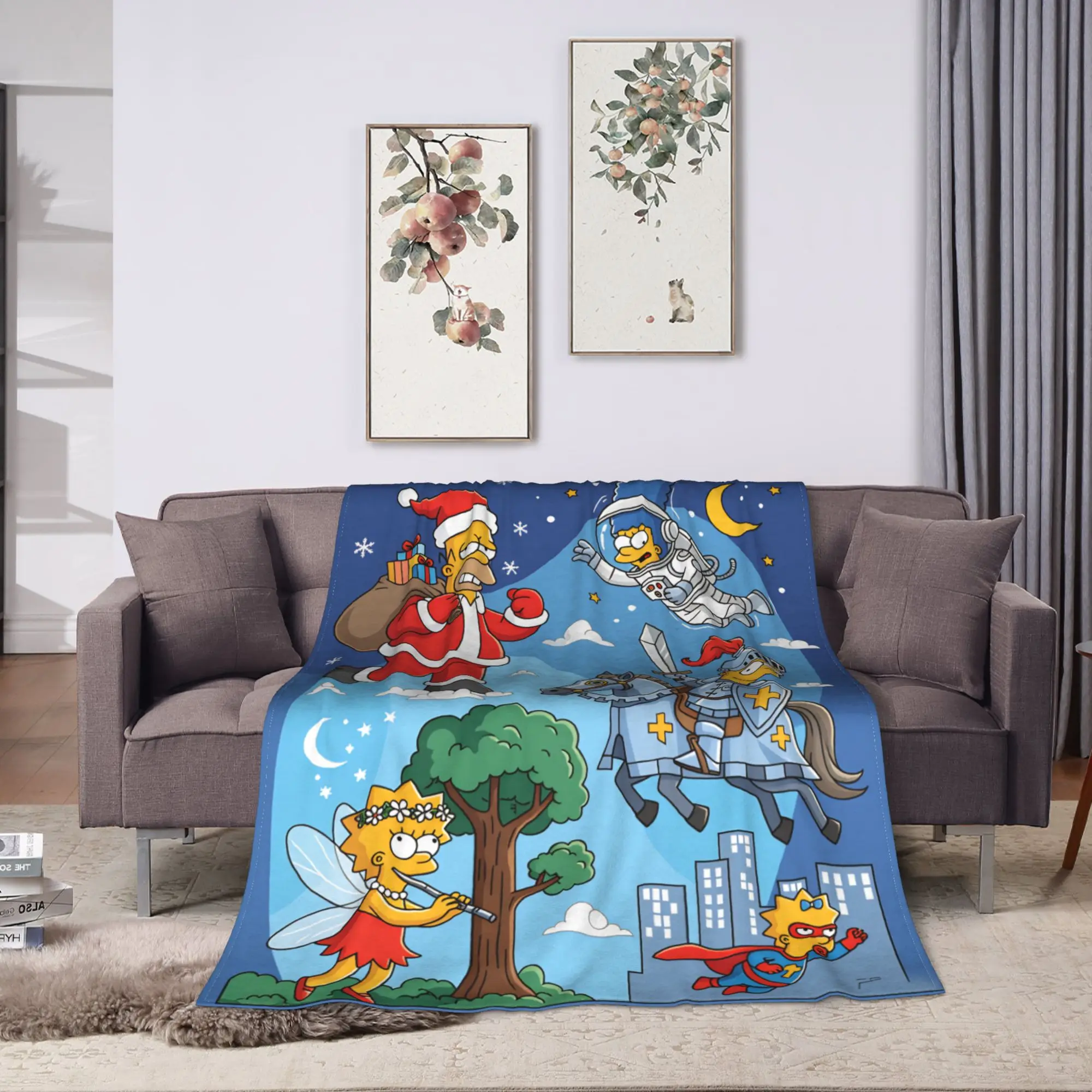 Super Warm Blankets Airplane Travel Fantasy & Holiday Art Throw Blanket The S-Simpsons Flannel Bedspread For Sofa Bed Cover
