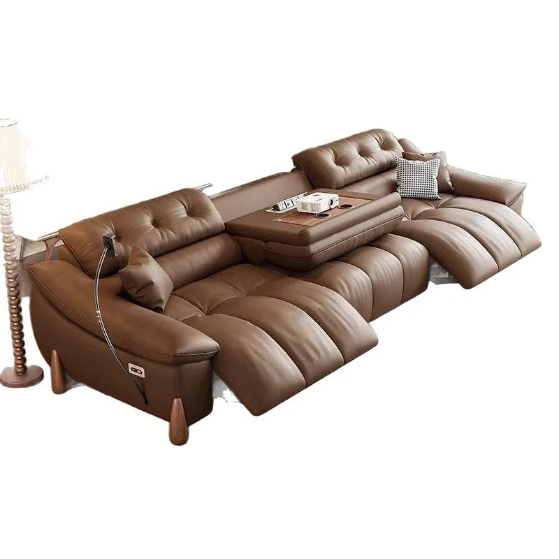 Leather living room multi-functional electric sofa modern simple first-class smart leather sofa