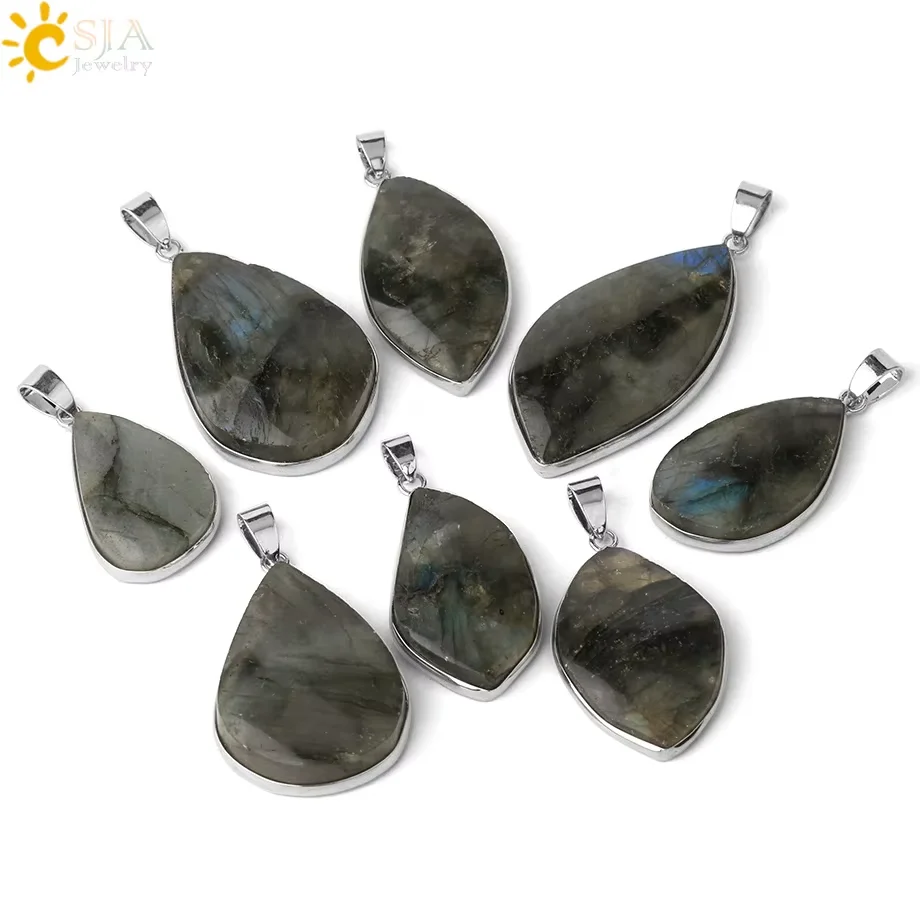 CNatural Stone Black Spectrolite Pendants Necklaces Irregular Labradorite Crystal Energy for Men Female Amulet Jewelry G419
