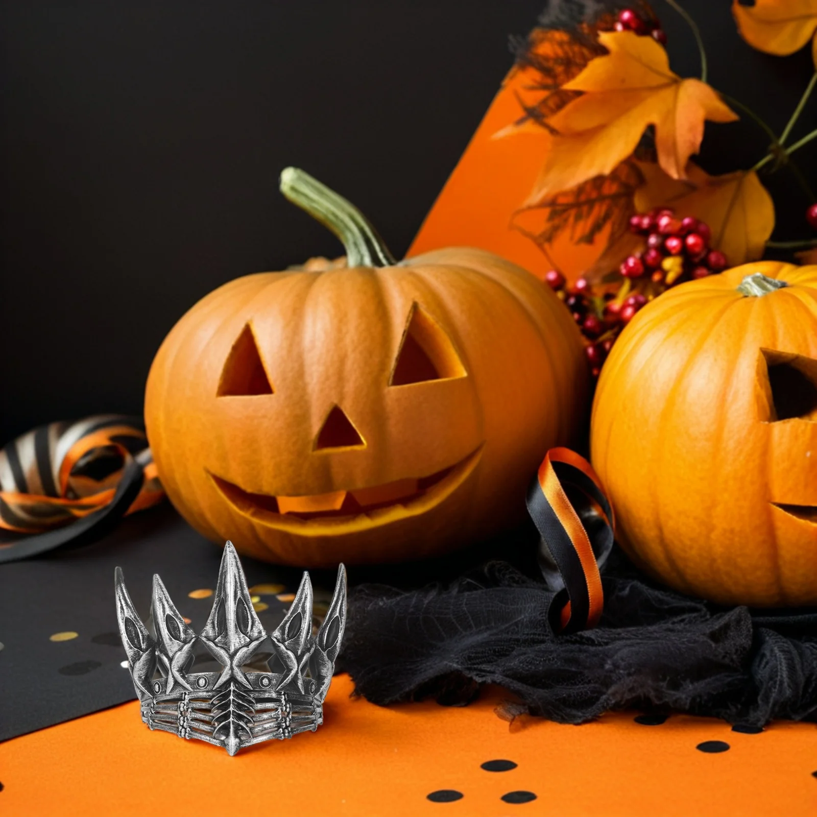 ゴシッククラウン コスプレパーティー用 高級エレガントなヘッドピース ハロウィン プロム ステージアクセサリー 男性 女性 大人用コスチュームジュエリー