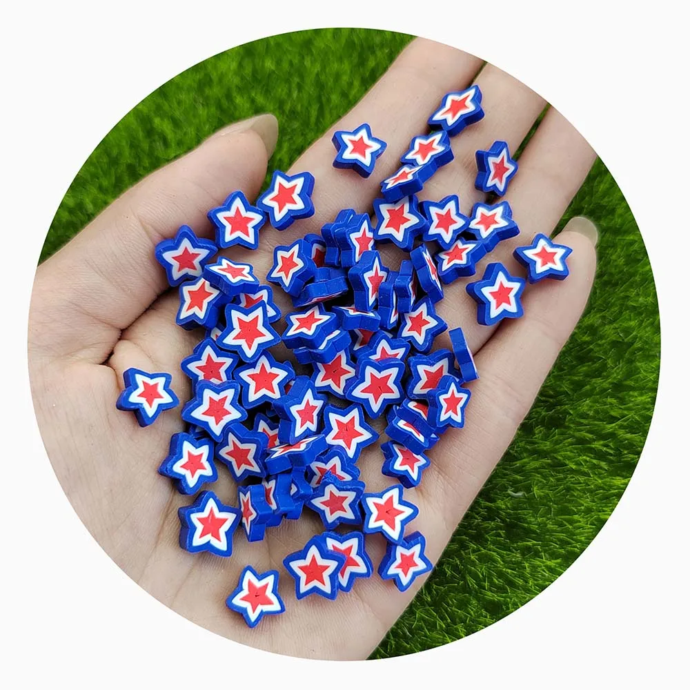 Blue White Red Star Polymer Hot Clay Sprinkles For Slime Cake Decoration DIY Crafts Making Nail Arts Accessories