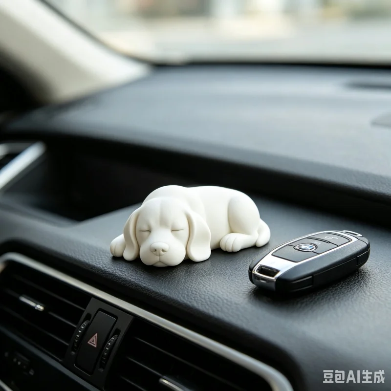 3D Printed Sleeping Beagle Puppy Resin Figurine Mini Car Dashboard Animal Decor Sculpture