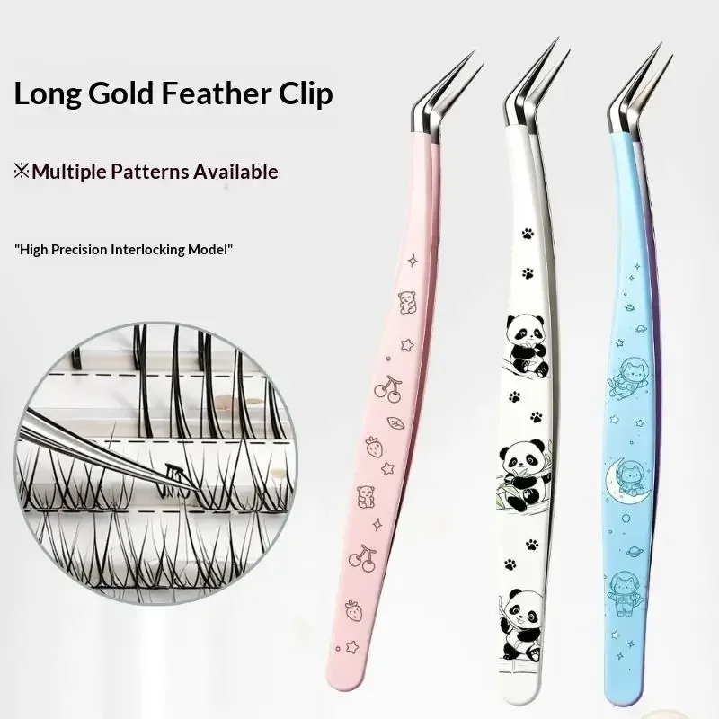 /Kuz/1pc Stainless Steel Curved Stickers Tweezers Anti-static High Precision Hand Account Craft Tweezers Cartoon Style
