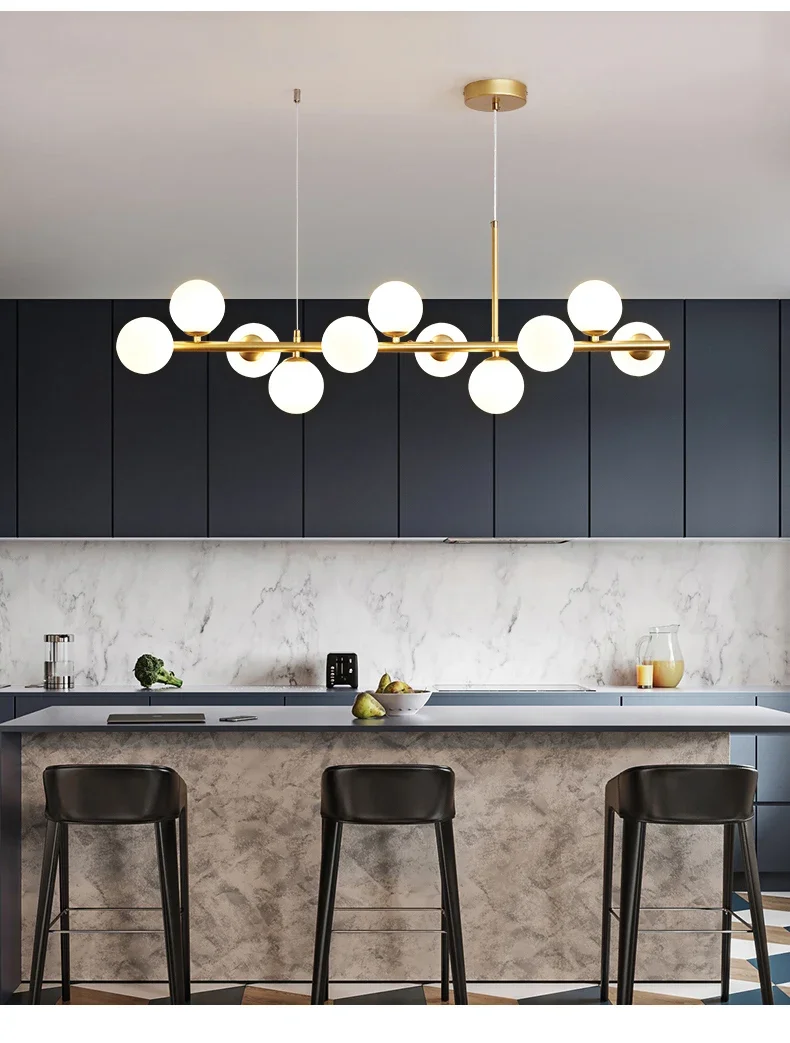 Modern Glass Ball Ceiling Chandelier for Table Dining Living Room Kitchen Island Pendant Lamp Home Decor Indoor Lighting Fixture