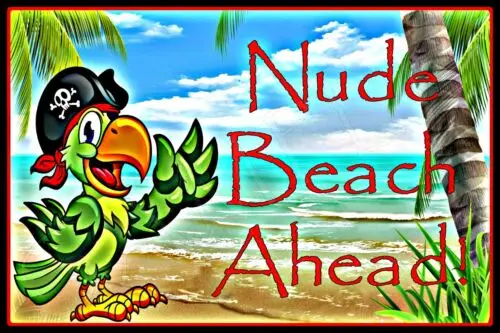 *PARROT PIRATE NUDE BEACH* ALL WEATHER METAL SIGN 8X12 TIKI BAR HOT TUB POOL