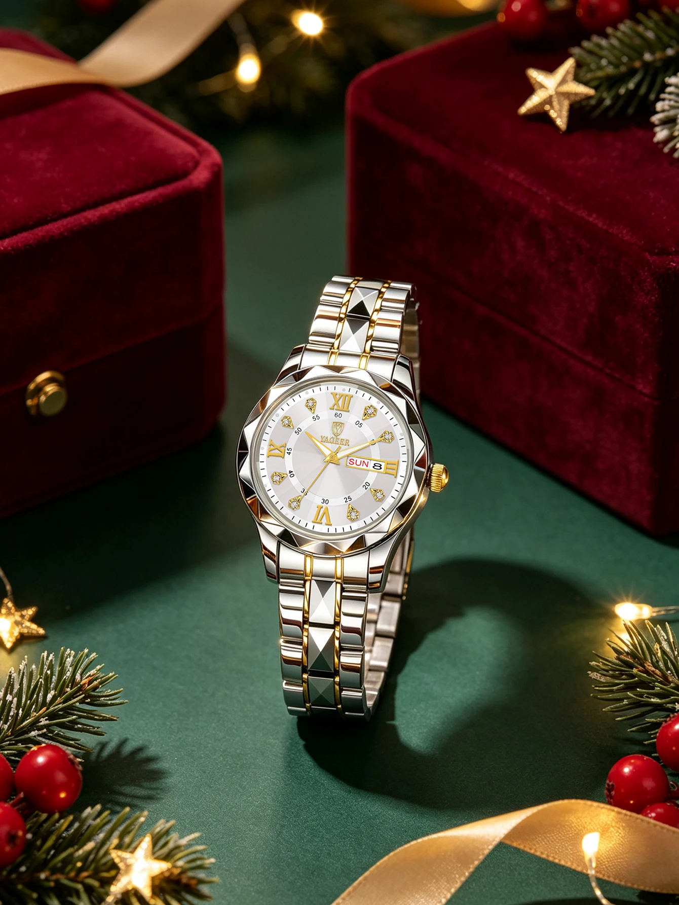 A Luxurious Business Lady's Small Luminous Calendar Stainless Steel Quartz Watch - A Birthday Gift for Her