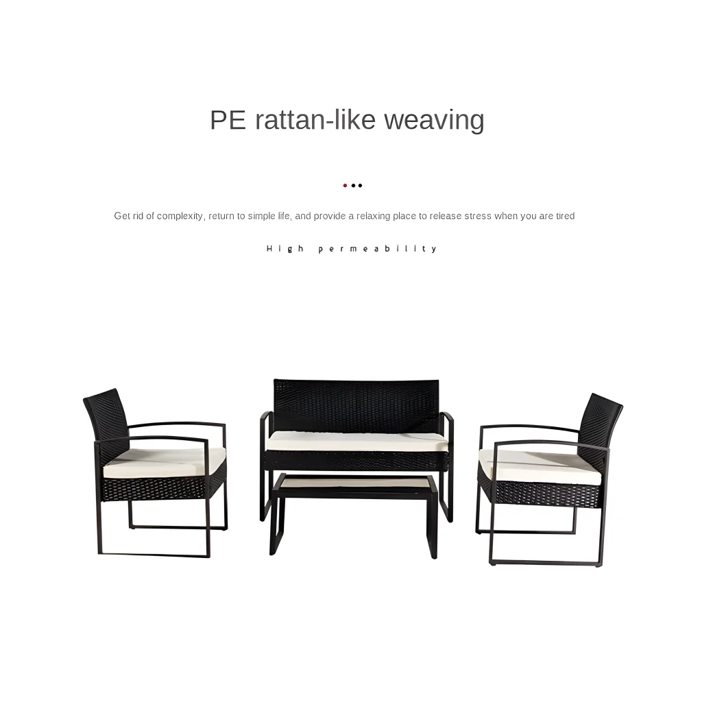 

Cheap Waterproof and Sun-proof PE Rattan Comfortable Sofa 4-piece Set for Garden Pool Resort Hotel