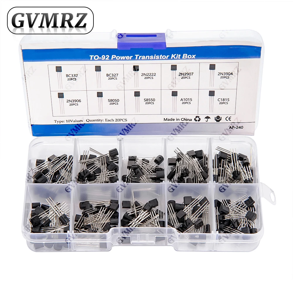 200PCS 10Values TO-92 Power Transistor Kit (BC337/2N2222/S8050 etc.) for Arduino DIY Electronic kit
