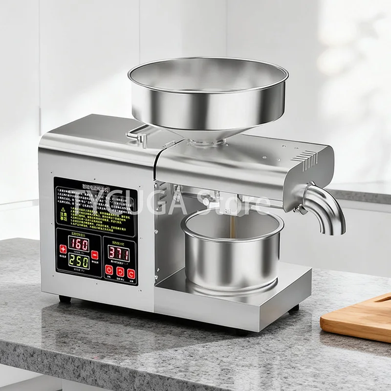 

Коммерческие масляные прессы из нержавеющей стали, машина с регулируемой температурой, 8-16 фунтов/ч, высокая емкость масла для арахиса, кунжута, миндаля, домашнего использования