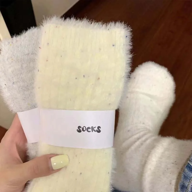 

5 Pairs Super Soft Socks Women Girls Solid Winter Color Warm Thickened Coral Plush Socks Thermal Snow Home Sleep Floor Sock