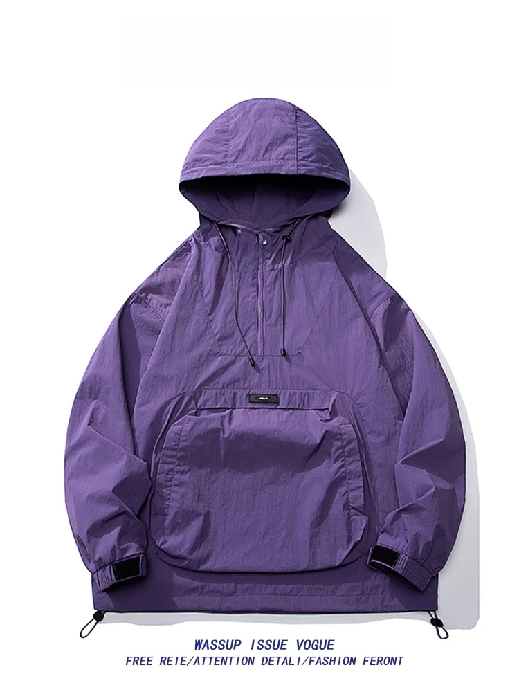 

Wassup Issue American Sle Workwear Jaet Men's Spring Autumn New Couple's Outerwear Loose Fit Zipper Decoration Windproof