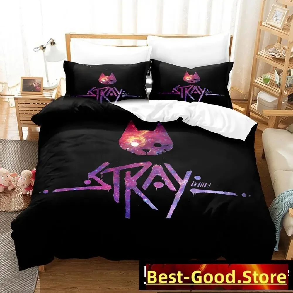 3D Print Fashion Stray Game Cat Momo Bedding Set Boys Girls Twin Queen King Size Duvet Cover Pillowcase Bed boys Adult Bedroom