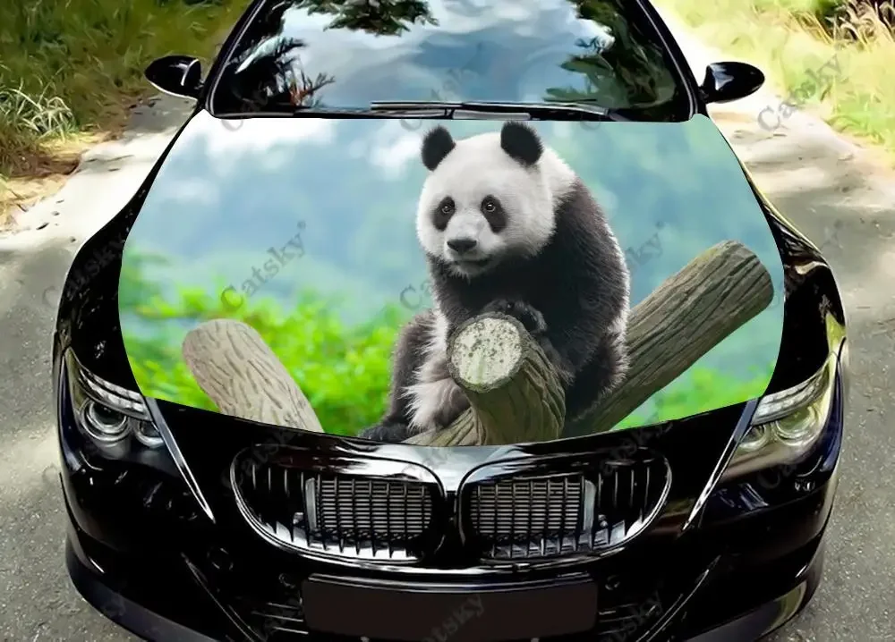 

giant panda animal Car hood vinyl sticker wrap film custom self-adhesive sticker universal car hood decal