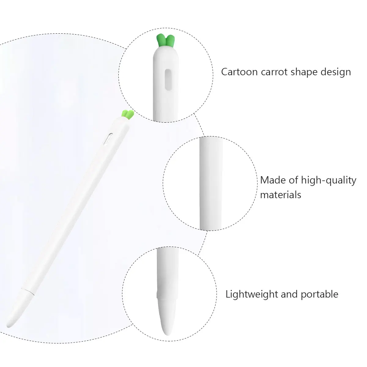 

Carrot Stylus Grip 2nd Gen White Silicone Cover Ergonomic Anti Slip Touchscreen Pen Protector Lightweight Portable