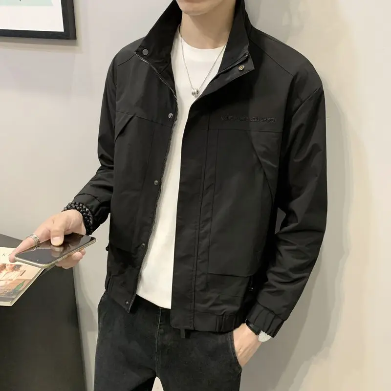 Korean Style Stand Up Collar Jacket for Men New Trendy Men's Jacket Cool Baseball Jacket Cool and Trendy Top