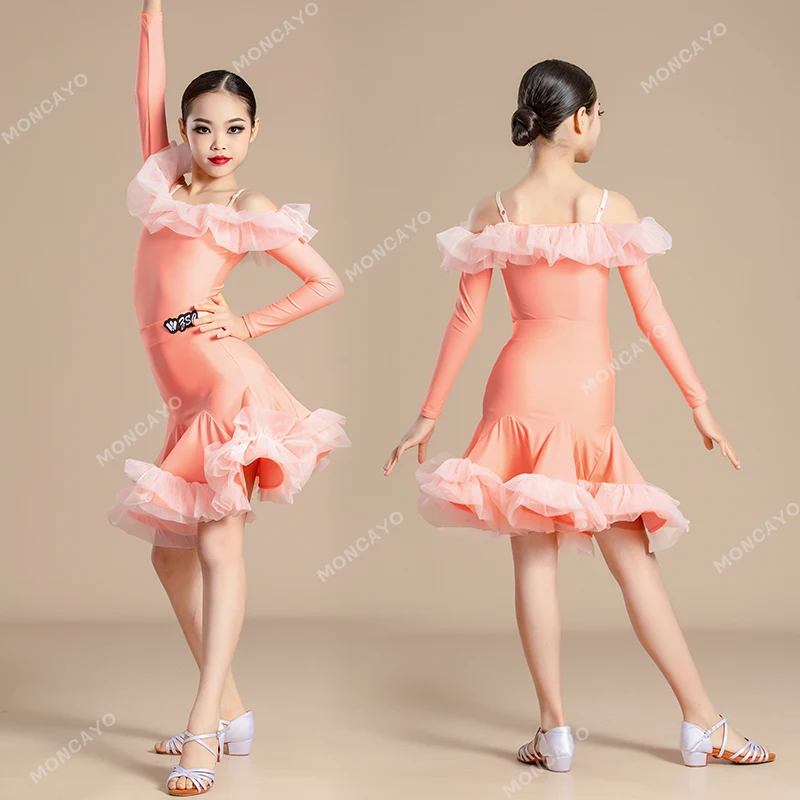 Rumba Tango Samba Latin Dance Dress Girls Competition Ballroom Dance Dresses Kids Latin Dance Clothes Child Performance Costumes