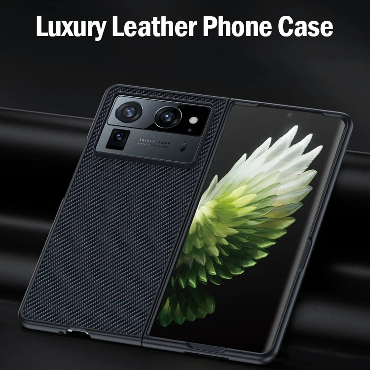 Funda for Tecno Phantom V Fold 2 Case Carbon Fiber Texture PU-Leather Protection Phone Cover for Phantom V Fold2 5G Capa