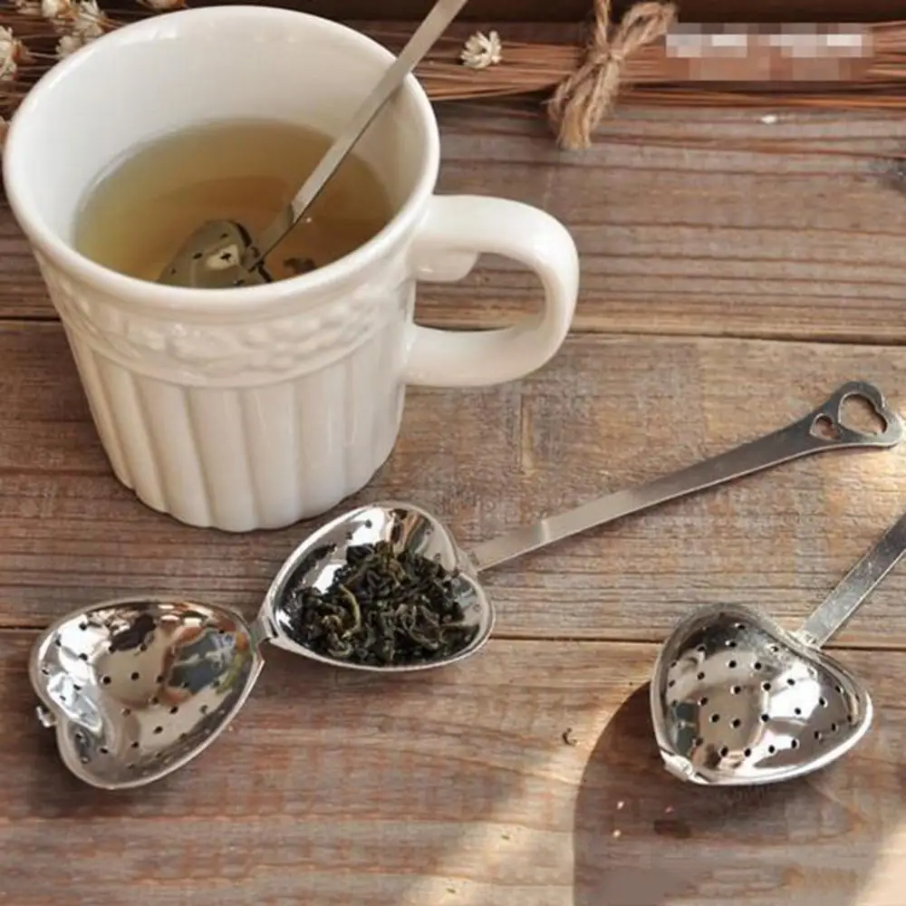 Creative Spoon Tea Strainer Heart Shape Stainless Steel Tea Infuser Spoon Strainer Steeper Teapot Filter