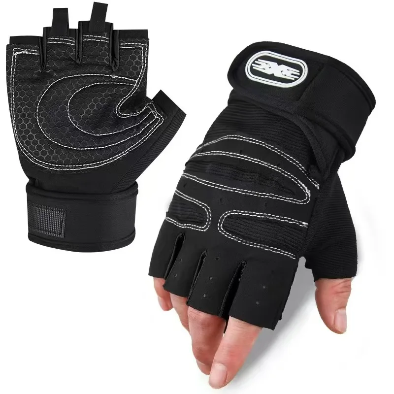 Black Gym Gloves  Fitness Weight Lifting Wristband Gloves Body Building Training Sports Exercise Cycling Glove Shockproof