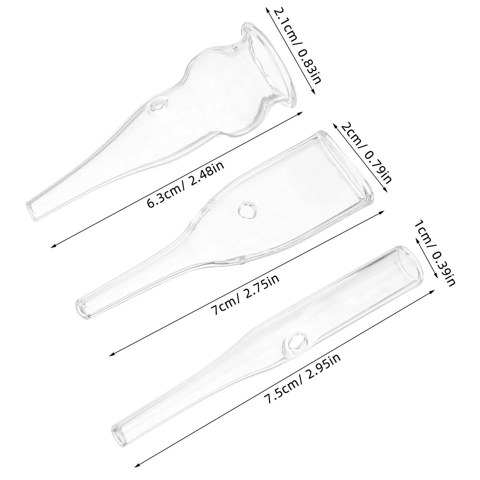 3Pcs Blackhead Removal Glass Tube Accessories Replacement Heads for Facial Pore Vacuum Nose Chin Face Cleaning Reusable Beauty