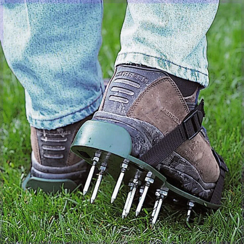 Zapatos de uñas de jardín con pinchos, aireador de césped de suelo de jardinería suelto, zapatos con pinchos, cultivador de césped de patio de epoxi