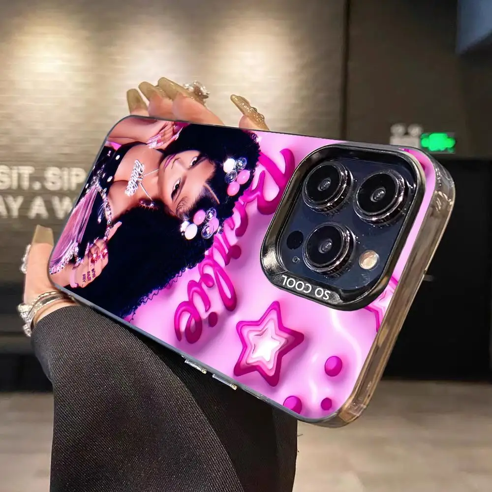 حافظة هاتف محمول Nicki Minaj لهاتف آيفون 16 15 14 13 12 11 X XR XS 8 7 Pro Max Plus غطاء هاتف ذكي مطبوع ملون شفاف