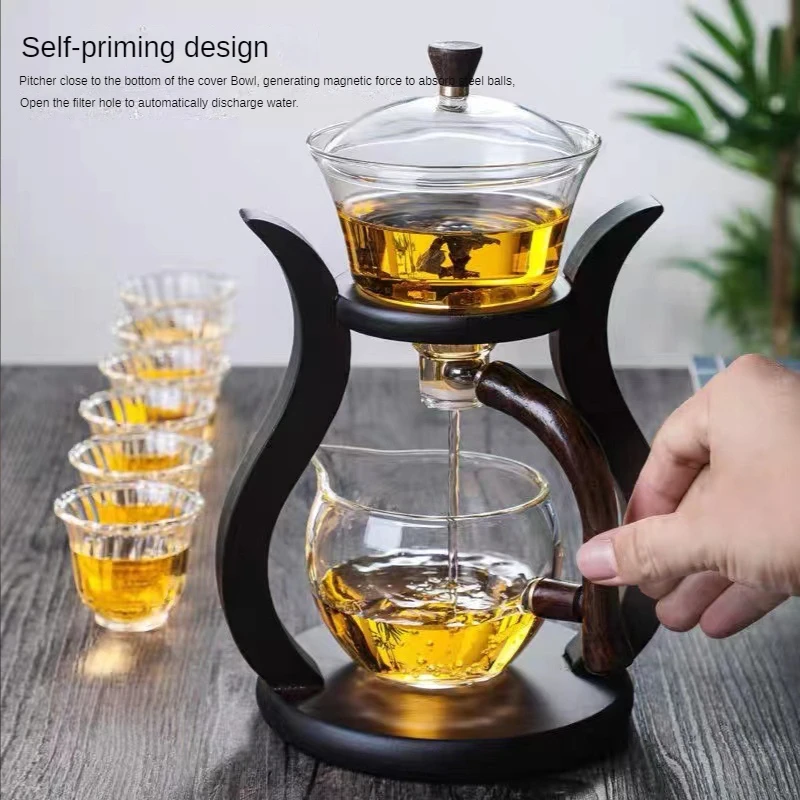 Kungfu Tea Cup Set Teapot Glass Teapots Household Magnetic Suction Teapot Living Room Tea Making Artifact Gaiwan Pu Erh Kettle