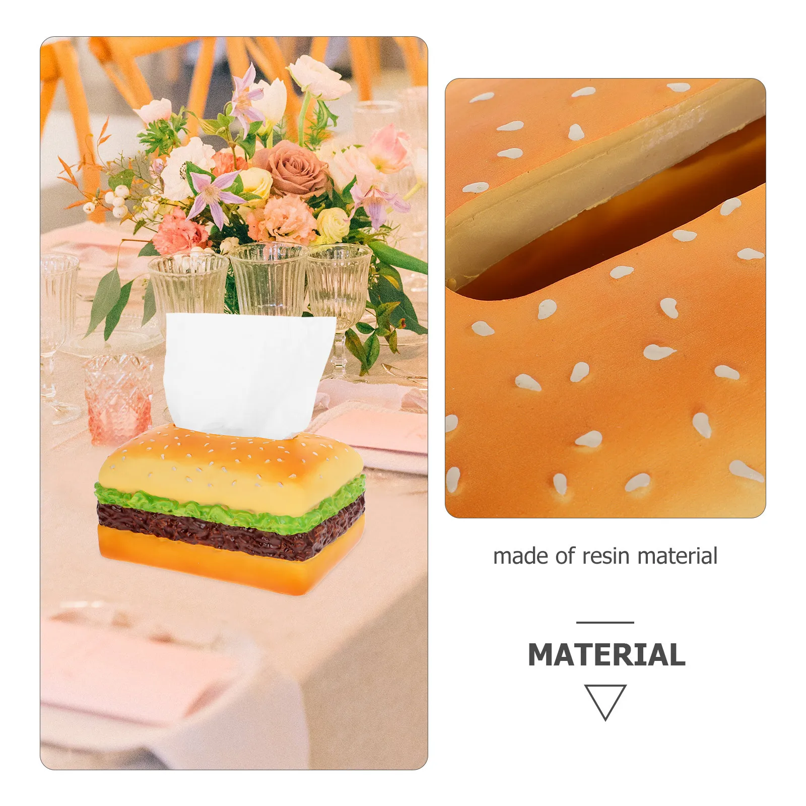 

Stylish Resin Hamburger Tissue Box Holder Stable Napkin Dispenser for Bedroom Bathroom Office Tissue Box Paper Towel Boxes