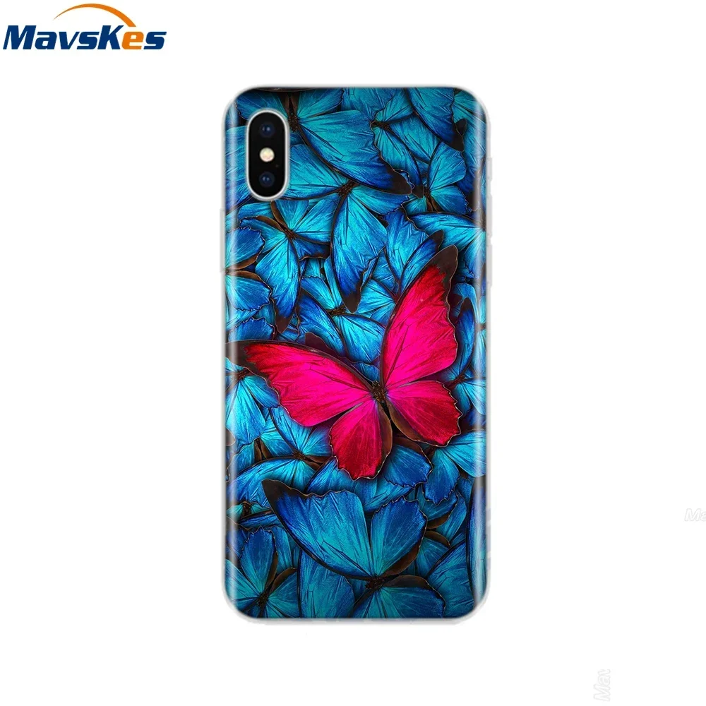 Luxury Shockproof Silicone Phone Case For iPhone X XS XR XS Max Case Flora Flower Protection Back Cover for Apple iPhone X Cases