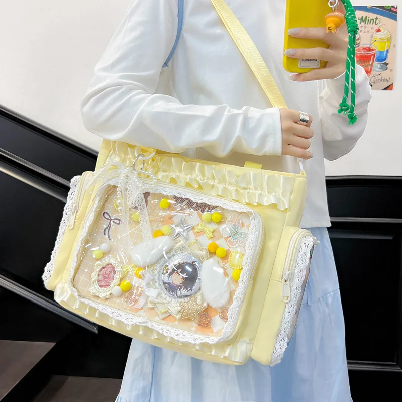 Versatile Ita Bag ,Clear Crossbody Window, Hold Anime Badges, Sweet Lolita  Large Capacity Tote Bag for Cosplay Girls Casual