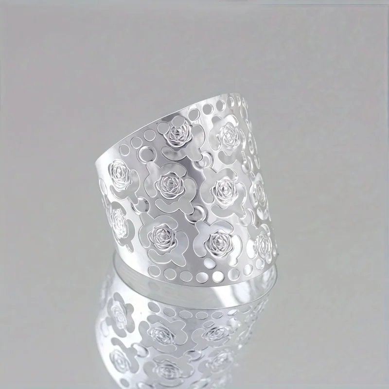 Elegant and creative hollow out exquisite flower wide face ring for daily leisure travel fashion matching wedding gifts