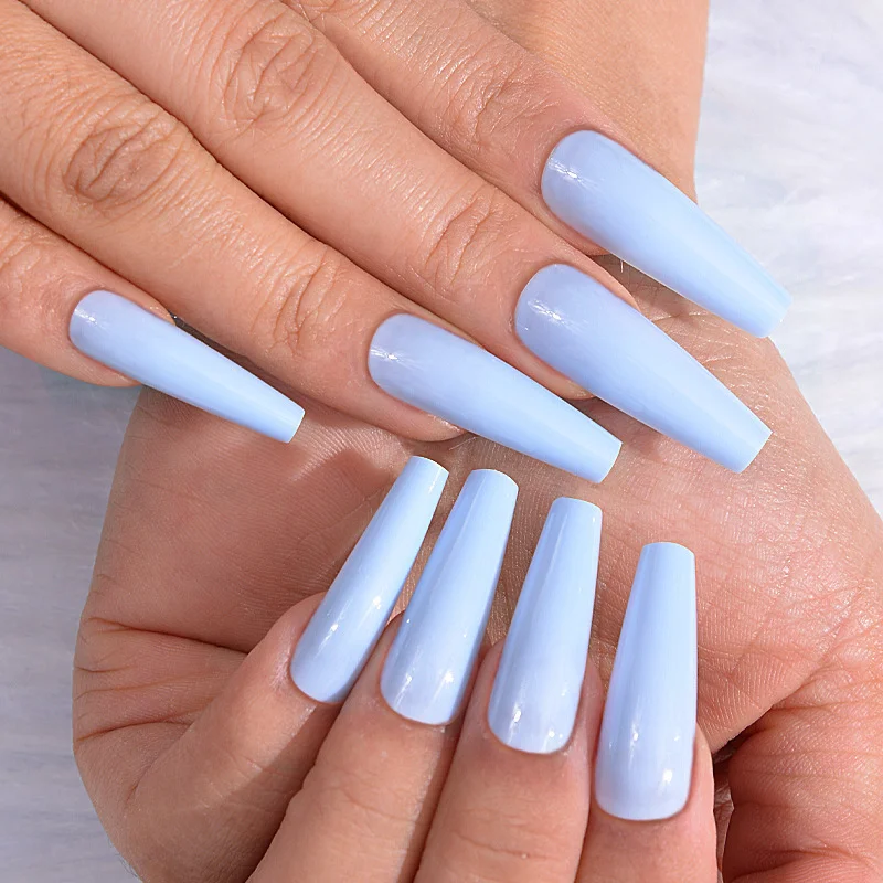 Multi Colored Solid Color Handmade Press on Nails Wearable Nail Kit with Simple Square Almond Shaped Nail Strap False Nails 