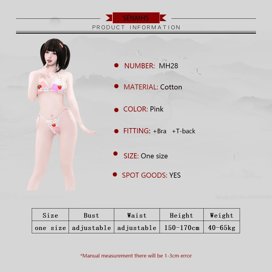 SENMHS 2025 جديد وأصلي لطيف الفراولة طباعة بيكيني مثير ثلاث قطع ملابس السباحة مجموعة النساء تأثيري الملابس الداخلية الوردي ملابس الشاطئ #6