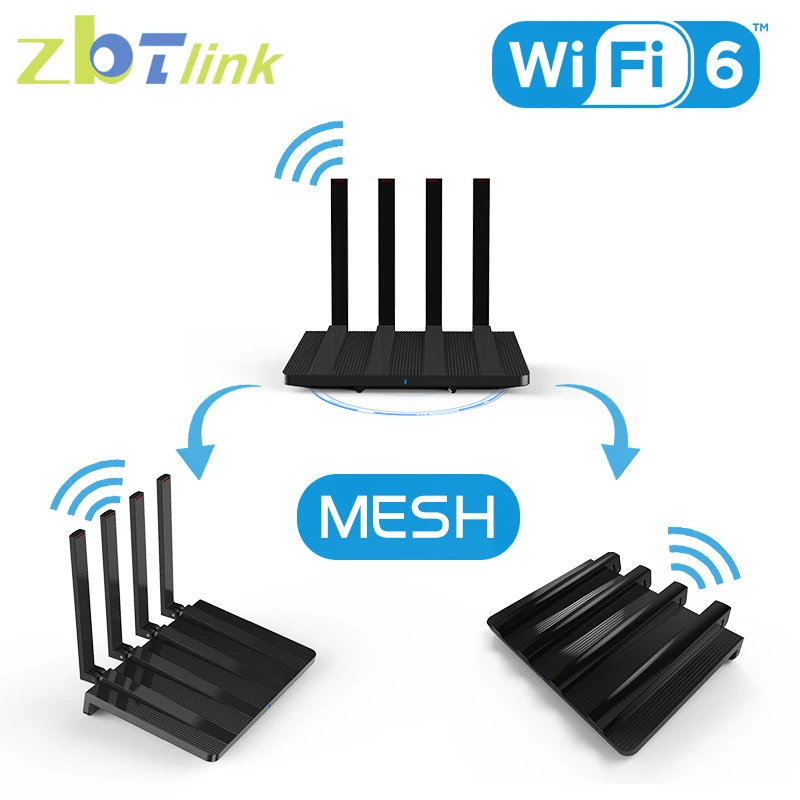 Zbtlink Dual Band WIFI6 Router 1800Mbps Mesh 256MB RAM USB3.0 WAN 3 Gigabit LAN Access Point Wireless Wifi Extender for Home