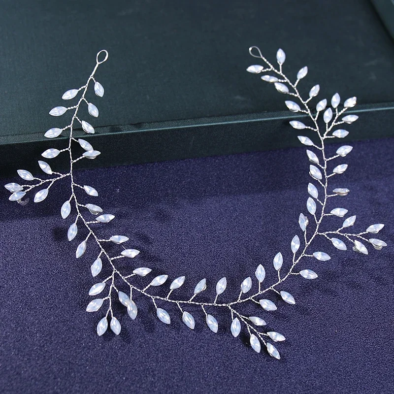 Silver Color Pearl Rhinestone Crystal Headband Tiara Hairband For Women Bride Hair Jewelry Wedding Hair Accessories Hair Band