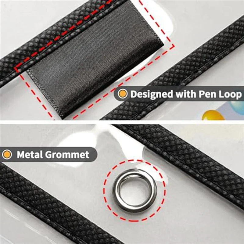 Porta biglietti AK51-Job, tasche cancellabili a secco, 10X14 pollici, nero, buste in plastica riutilizzabili per carta, porta biglietti trasparenti per negozi