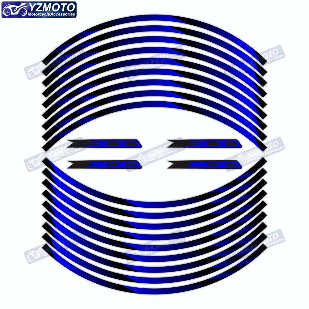 

For Z300 Motorcycle Racing Front And Rear 17 Inch Wheel Hub Sticker Waterproof Reflective Decorative Rim Stickers Logo Decal