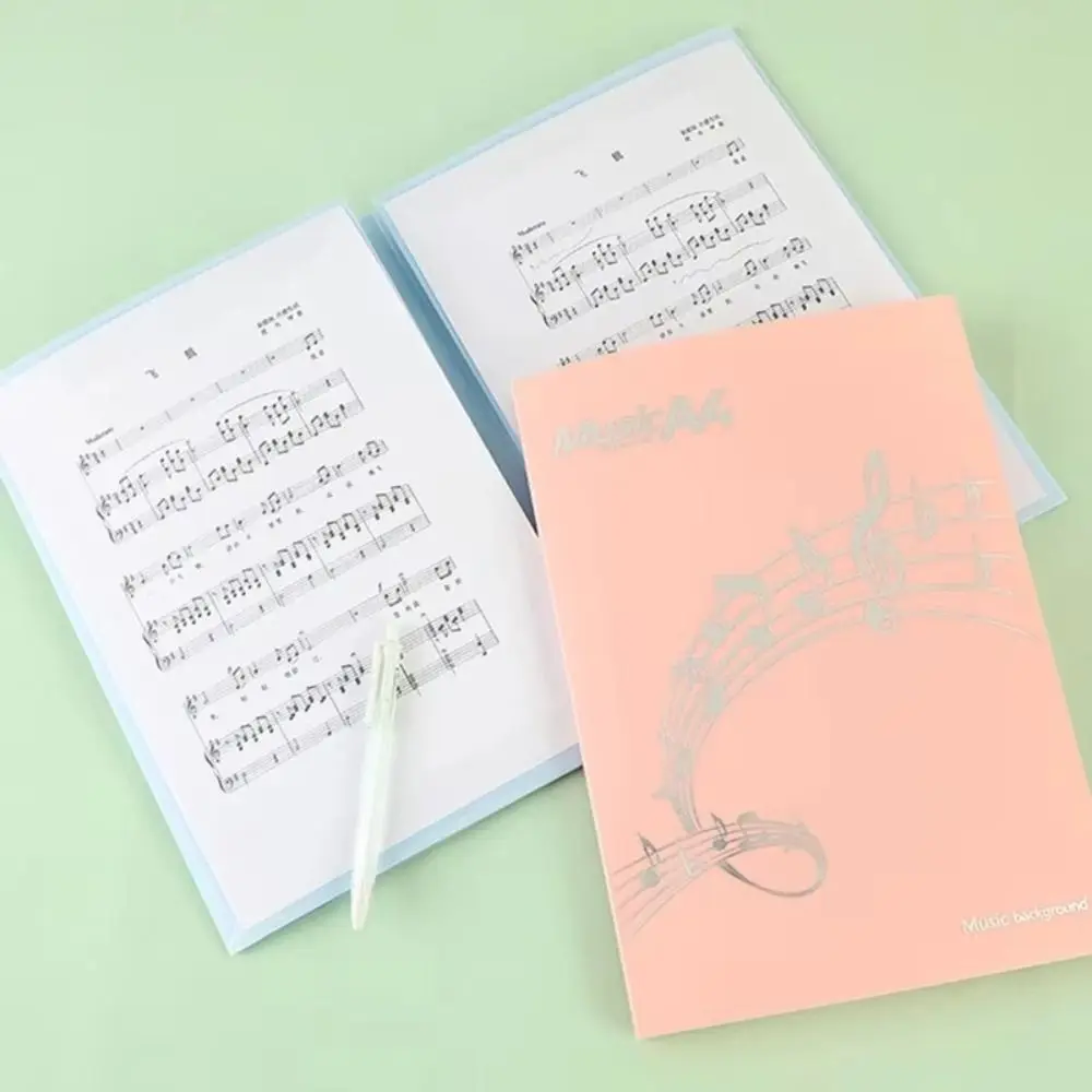 PP Guitar Sheet Music Clip A4 Document Storage Organizer Piano Paper Sheets Folder Four-page Spread Portable Music Score Folder