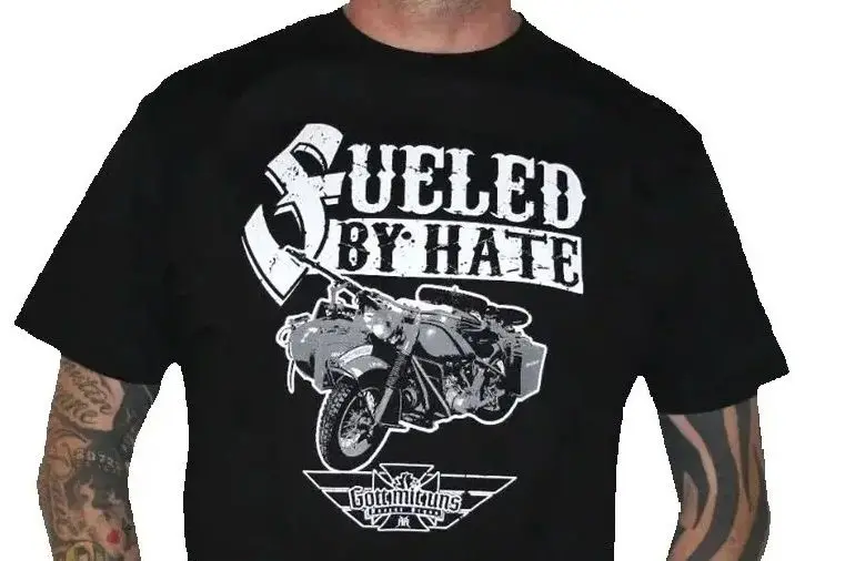 Fueled By Hate. Vintage Wehrmacht Military Side Car T-Shirt. Summer Cotton Short Sleeve O-Neck Mens T Shirt New S-3XL