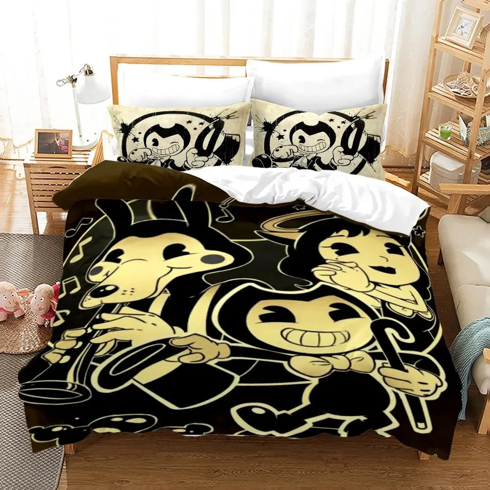 3D Print Anime BENDY Bedding Set Single Twin Full Queen King Size Kawaii BatlM Bed Set Adult Kid Bedroom Duvet cover Sets