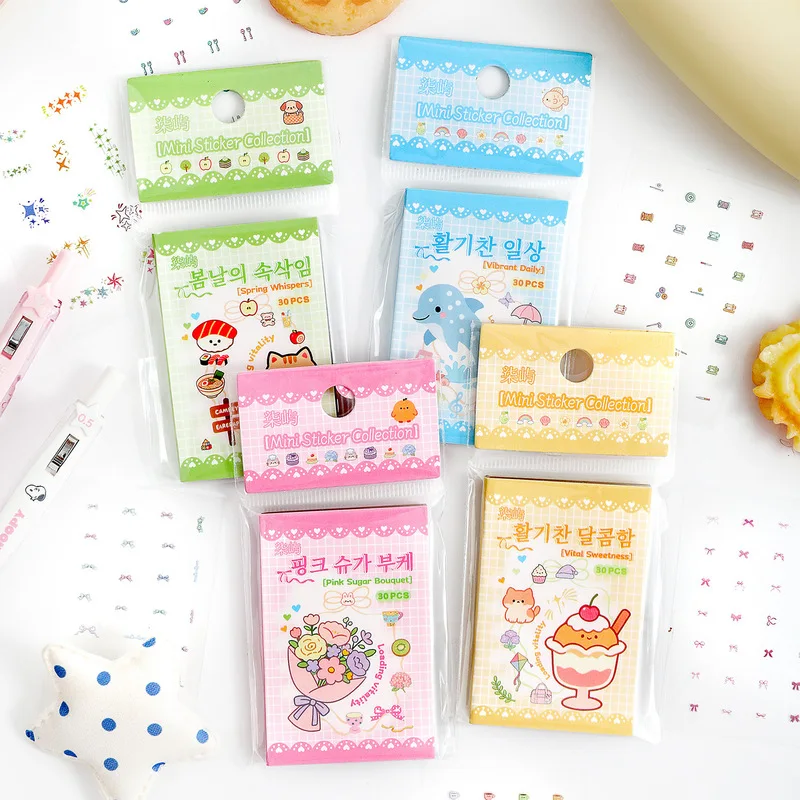 1pack/30pcs Basic Mini Small Item Label Sticker Book, Simple Flat Stickers for Scrapbook Classification assorted Sticker