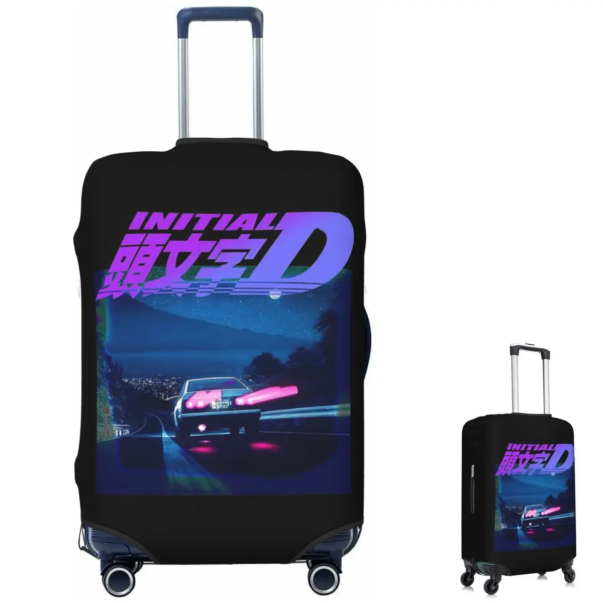 Initial D Neon Ae86 Suitcase Cover Protection Elastic Travel Luggage Protector Covers for 18-32 Inch