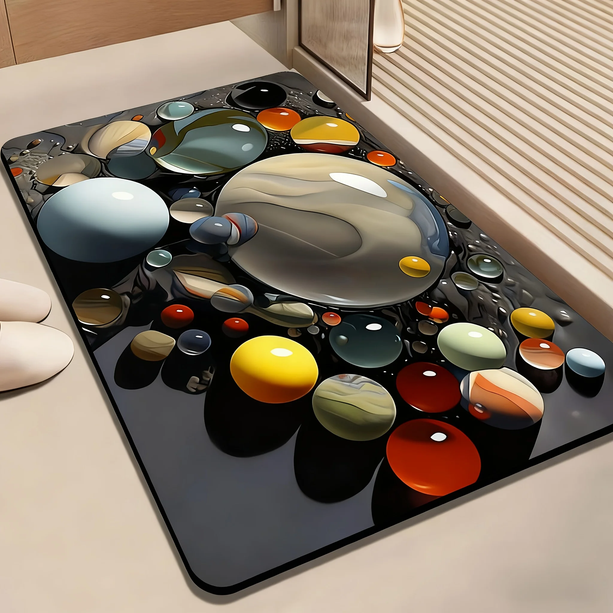 VIKAMA pebble cool bathroom carpet, absorbent and non slip, machine washable, shower room, floor mat, home decoration