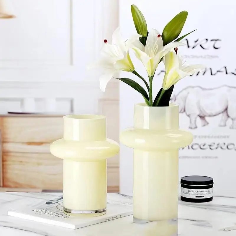 

Современная простая стеклянная ваза для цветов, декор для дома, для сухих цветов, для гостиной, цвет нефритовый, маленький цветочный горшок с изящной талией