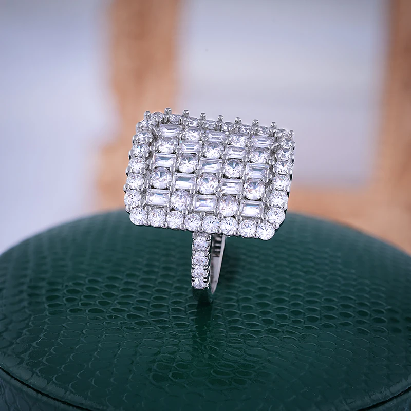 غريب الأشياء امرأة الإكسسوارات خاتم المرأة كامل الماس مربع الزركون الزفاف العروس مجوهرات خاتم الخطوبة افتتاح قابل للتعديل